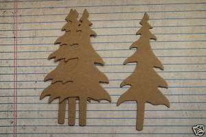 Bare/Unfinished chipboard Medium Pine Tree Diecuts  