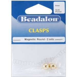  Magnetic Clasps Round 8mm 2/Pkg Gold Plated Everything 
