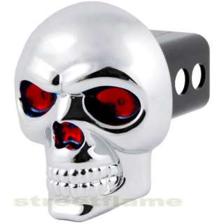 SKULL TOW HITCH PLUG RECEIVER COVER BRAKE LIGHT UP EYES  