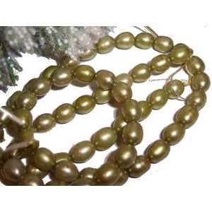 Fresh Water Rice Pearls 5mm Olive 16 Strand