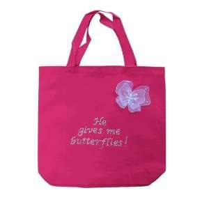  He Gives Me Butterflies Tote Bag in Crystals with 