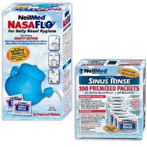 NeilMed NasaFlo NetiPot with 50 Mixture Packets and Additional 100 