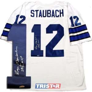  Roger Staubach Autographed White Custom Jersey with SB VI 