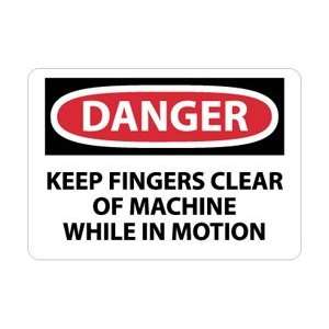 D213AB   Danger, Keep Fingers Clear Of Machine While In Motion, 10 X 