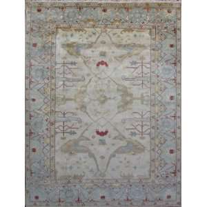  Ivory 9 X 12 Hand Knotted Turkish Oushak Wool Rug H1549 