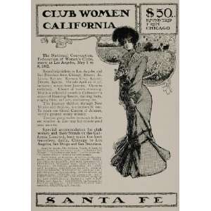  1902 Ad Womens Club Convention LA Santa Fe Railroad 