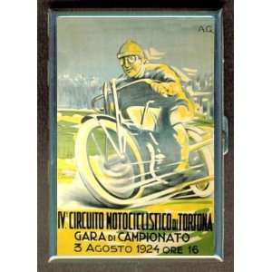 MOTORCYCLE RACE 1924 POSTER ID Holder, Cigarette Case or Wallet MADE 