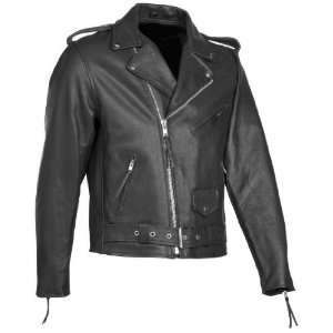 River Road Black Leather Motorcycle Jacket (Mens & Womens 