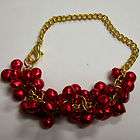 Gold Bracelet New Chain with Red Jingle Bell Cluster
