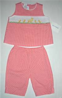 Boutique Silly Goose Duck Smocked Capri Set New 18M  
