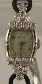FINE Classy Vintage Hamilton 1ct Diamond 22 Jewel 14k White Gold Watch 