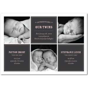 Twins Birth Announcements   Checkered Charm Tea Rose By Fine Moments