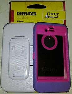   DEFENDER WHITE HOLSTER CLIP 4 ANY IPHONE 4 PURPLE ON HOT PINK CASE