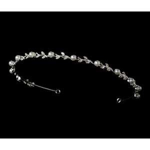    Silver Vine Rhinestone White Pearl Headpiece Tiara Jewelry