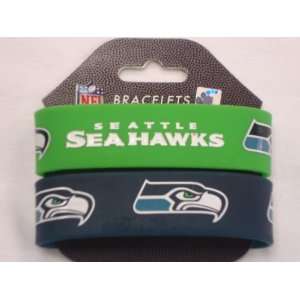  Seattle Seahawks Wide Silicone Wristbands (2Pack) Sports 