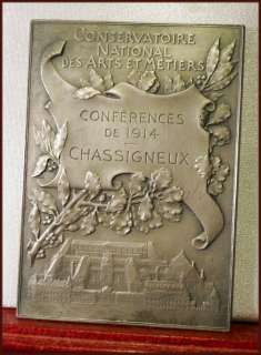1914 Rare Art Nouveau Medal Plaque by Patey Conservatoire Arts Metiers 