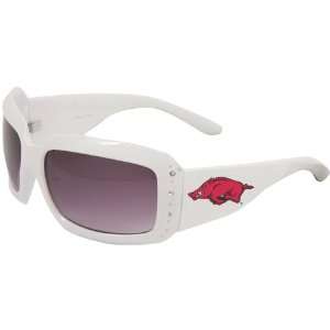 Arkansas Razorbacks Ladies White Rhinestone Fashion Sunglasses  