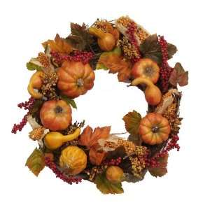  Harvest Wreath with Gourds and Corn