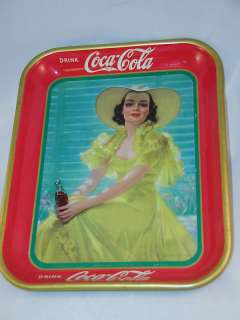 COKE COCA COLA 1938 GIRL ADVERTISING TIN TRAY 24 R  