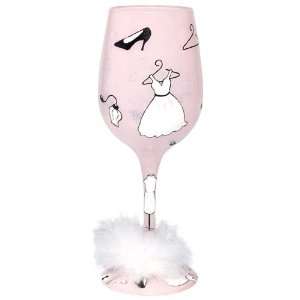   Glamour Shopping Theme Hand Painted Wine Glass