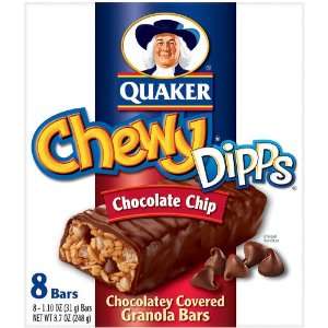 Quaker Chewy Granola Bars Dipps Chocolate Chip 8.7 Oz   12 Pack