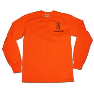 Safety Orange Browning Camouflage Buckmark Long Sleeve T Shirt   Logo 