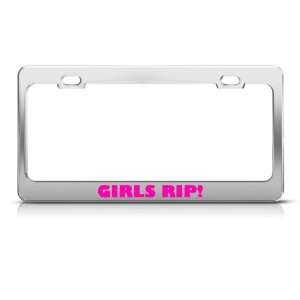 Girls Rip Pink Humor license plate frame Stainless Metal Tag Holder