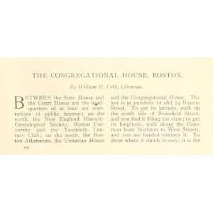  1899 Congregational House in Boston Mass Edwards A Park 