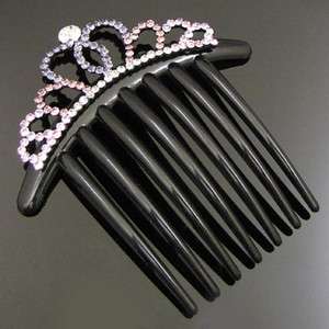   Item  1pc rhinestone crystal crown French twist hair comb