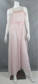   NIGHTGOWN PEIGNOIR SET S/M GOWN Sweeping ROBE PINK COTTON RARE  
