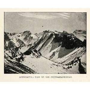  1901 Halftone Print Aconcagua Paso Contrabandista Mountain 