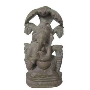   Ganesha Under Tree Stone Statue Playing Shehnai 4