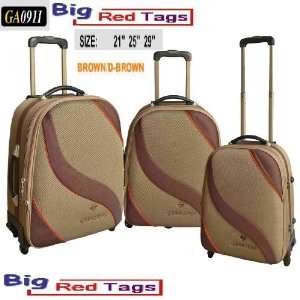  GA0911 BROWN Rolling Travel Luggage Set 3 pc duffel bag 