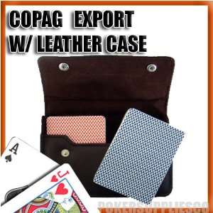  Copag Plastic Cards Leather Case Set Export Bridge Regular 