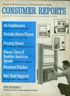 1967 Consumer Reports LIfe Insurance Air Conditioners  