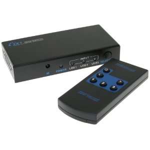    PI Manufacturing 3 Port HDMI Switch with Remote, Metal Electronics