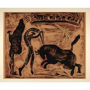  1962 Linocut Banderillas Bull Corrida de Toros Picasso 