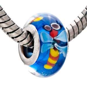  Blue Cute Dragonfly Animal Murano Glass Beads Fits Pandora 