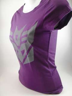 Transformers G1 Decepticon Jr Womens L Purple T Shirt Large Grey Logo 