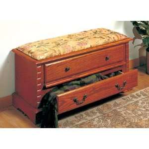  Country Style Oak Wood Cedar Chest with Drawer and Floral 