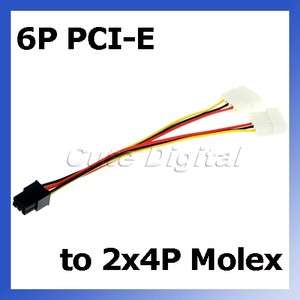 Pin PCI E to 2 X 4 Pin Power Adapter Converter Cable  