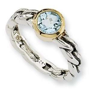    Sterling Silver and 14k 1.35ct Sky Blue Topaz Ring Jewelry