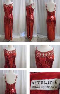 BEAUTIFUL NITELINE SPARKLES SEQUINS BEADS PROM HOMECOMING PARTY RED 