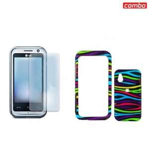  LG Arena GT950 Combo Rainbow Zebra Protective Case Faceplate Cover 