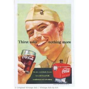   Coke thirst asks nothing more Serviceman Vintage Ad 