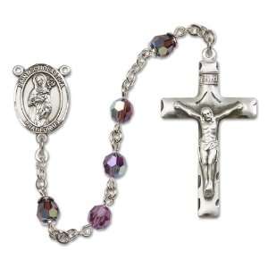 All Sterling Silver Rosary with Ruby , 6mm Highest Swarovski Crystal 