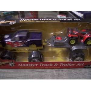  Speed Wheels Monster Truck & Trailer Set (Purple Truck 