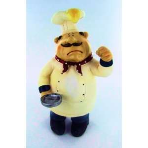 Fat Chef Statue Bistro Cooking Frying Pan Egg Head Kitchen Figure 