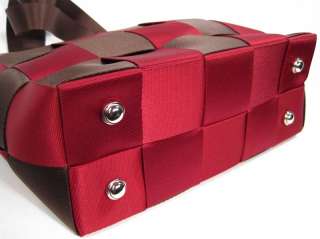 SEATBELT red brown checkered PURSE hand bag seat belt  