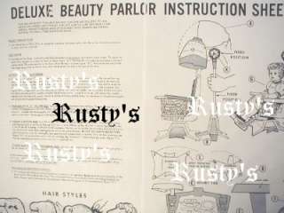 1960s Deluxe Reading BEAUTY PARLOR Doll INSTRUCTIONS  